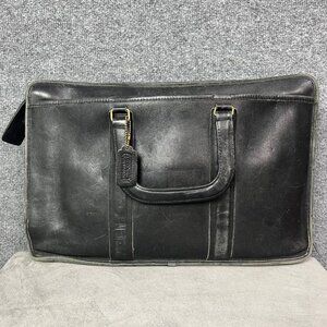 Vintage Coach Leather Slim Briefcase Black Laptop‎ Bag 014-3138
